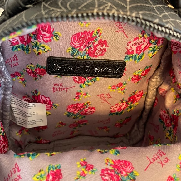 Betsey Johnson Vampire Cat Spider web print Halloween Mini Backpack purse bag - Picture 9 of 9